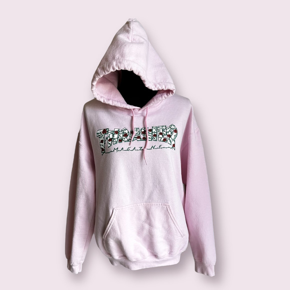 Thrasher Tops - Thrasher Red Roses Pink Hoodie Sz M
